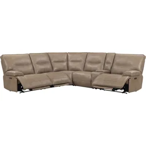 Gladiator Genova Mocha 6 Piece Modular Zero Gravity Power Reclining Sectional with Power Adjustable Headrests