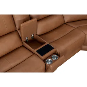 Belmont Lyric Caramel 6 Piece Zero Gravity Power Reclining Sectional with Power Adjustable Headrests