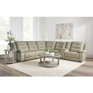 Caldwell Tahoe Fog 6 Piece Modular Power Reclining Sectional with Power Adjustable Headrests