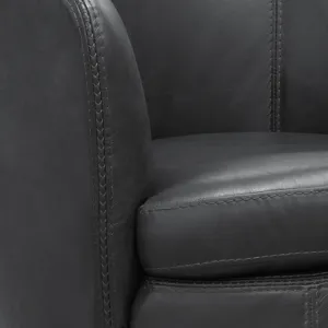 Barolo Vintage Slate 100% Italian Leather Swivel Club Chair Two Pack