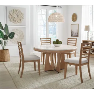 Escape Dining 54 Inch Round Table with 4 Ladderback Chairs
