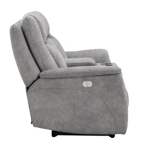 Linus Hudson Grey Power Reclining Sofa and Loveseat