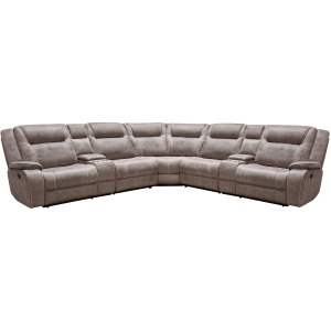 Blake Desert Taupe 7 Piece Modular Reclining Sectional and Entertainment Console