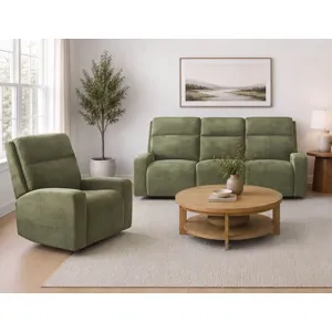 Traxton Jasper Moss Power Zero Gravity Sofa and Recliner