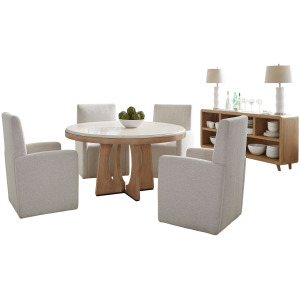 Escape Dining 54 Inch Round Table with Console and 4 Caster Chairs
