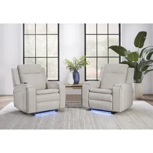 Armstrong Buffy Cream Power Recliner with Heat Massage and Auto-Glide Two Pack