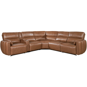 Modesto Sable 6 Piece Modular Power Reclining Sectional with Power Adjustable Headrests