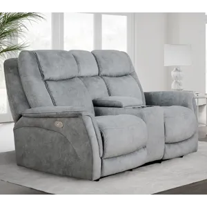 Linus Hudson Grey Power Reclining Sofa and Loveseat