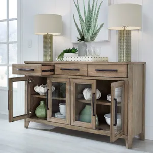Breckenridge Dining 72 Inch Rectangular Counter Table with 4 Upholstered Stools and Buffet Server