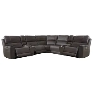 Easton Steamboat Brown 7 Piece Zero Gravity Power Reclining Sectional with Power Adjustable Headrest