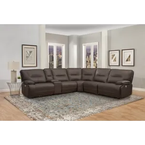 Spartacus Chocolate 6 Piece Modular Power Reclining Sectional with Power Adjustable Headrests