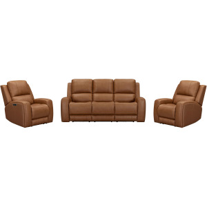 Belmont Lyric Caramel Zero Gravity Power Reclining Sofa and 2 Recliners
