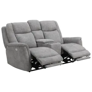 Linus Hudson Grey Power Reclining Sofa and Loveseat
