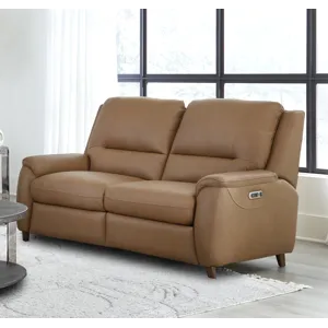 Austin Caramel Cream Power Reclining Sofa and Loveseat