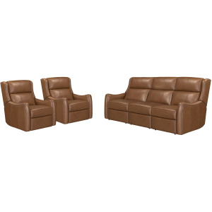 Channing Renaissance Cinnamon Power Zero Gravity Sofa and 2 Recliners