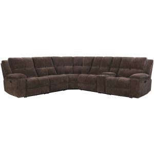 Bronco Plush Umber 6 Piece Modular Manual Reclining Sectional