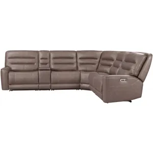 Lawson Sydney Brunette 6 Piece Modular Zero Gravity Power Reclining Sectional with Adjustable Headrests
