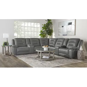Caldwell Tahoe Fog 7 Piece Modular Power Reclining Sectional with Power Adjustable Headrests with 2 