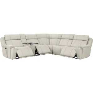 Sausalito Platinum Envy 6 Piece Modular Zero Gravity Power Reclining Sectional with Power Adjustable Headrests