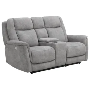 Linus Hudson Grey Power Reclining Sofa and Loveseat