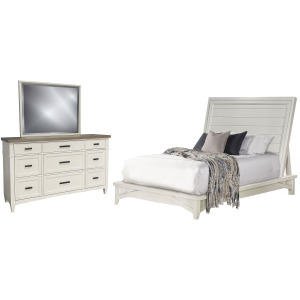 Americana Modern Bedroom King Platform Bed with Dresser and Mirror