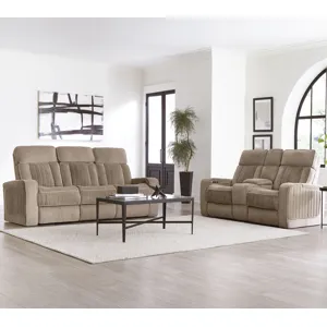 Equinox Mushroom Power Reclining Sofa and Loveseat