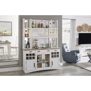 Americana Modern Dining 66 inch Buffet and Hutch with Quartz Insert