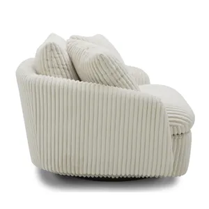 Boomer Mega Ivory Large Swivel Chair with 2 Toss Pillows Two Pack