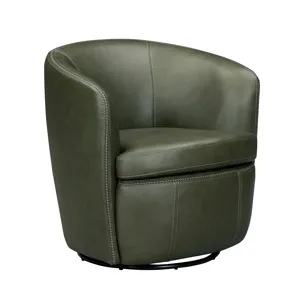 Barolo Lyric Sage 100% Italian Leather Swivel Club Chair Two Pack
