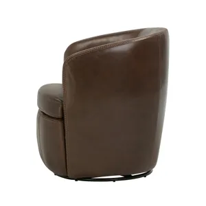 Barolo Vintage Brown 100% Italian Leather Swivel Club Chair Two Pack