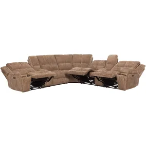 Bronco Plush Tobacco 7 Piece Modular Zero Gravity Power Reclining Sectional with Power Adjustable Headrests