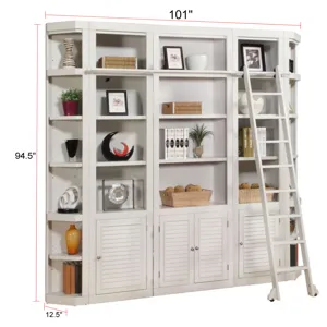 Boca 6 Piece Library Wall with Corner Bookcases