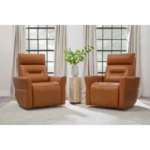 Remmington Vintage Caramel Power Swivel Glider Recliner P2 Two Pack