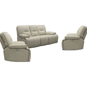 Spartacus Oyster Power Reclining Sofa and Two Recliners