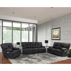Spartacus Black Power Reclining Sofa Loveseat and Recliner