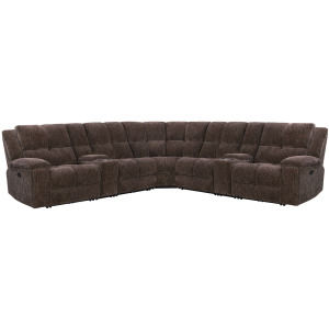 Bronco Plush Umber 7 Piece Modular Manual Reclining Sectional