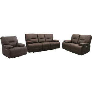 Spartacus Chocolate Power Reclining Sofa Loveseat and Recliner