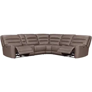 Lawson Sydney Brunette 6 Piece Modular Zero Gravity Power Reclining Sectional with Adjustable Headrests