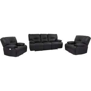 Spartacus Black Power Reclining Sofa and Two Recliners