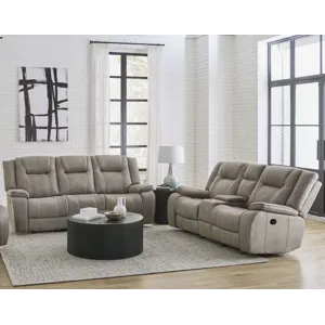 Blake Desert Taupe Manual Reclining Sofa and Loveseat