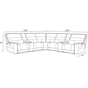 Lawson Sydney Brunette 7 Piece Modular Zero Gravity Power Reclining Sectional with Adjustable Headrests