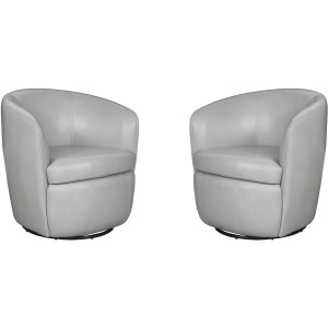 Barolo Steamboat Ice 100% Italian Leather Swivel Club Chair Two Pack
