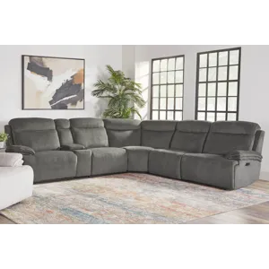 Alpine Airy Midnight 6 Piece Zero Gravity Power Reclining Sectional with Power Adjustable Headrests