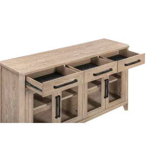 Breckenridge Dining 72 Inch Rectangular Counter Table with 4 Upholstered Stools and Buffet Server
