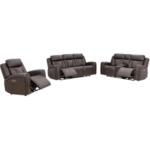 Maveric Bette Coffee Zero Gravity Power Reclining Sofa Loveseat and Recliner