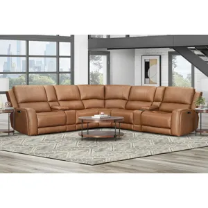 Belmont Lyric Caramel 7 Piece Zero Gravity Power Reclining Sectional with Power Adjustable Headrests