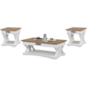 Americana Modern Cotton Cocktail Table with 2 End Tables