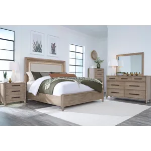 Breckenridge Bedroom Queen Bed 2 Nightstands Dresser with Mirror and Chest