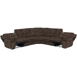 Bronco Plush Umber 7 Piece Modular Manual Reclining Sectional