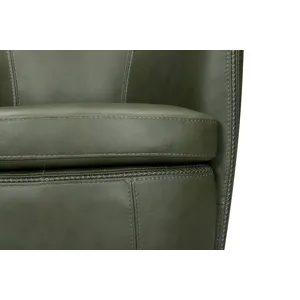 Barolo Lyric Sage 100% Italian Leather Swivel Club Chair Two Pack
